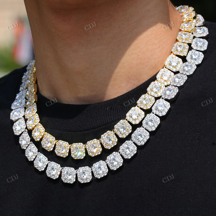 Unique Clustered Diamonds Yellow gold Tennis Chain hip hop jewelry CustomDiamJewel