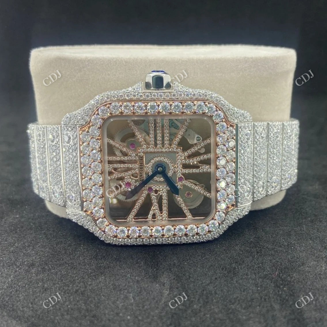 Two Tone Cartier Skelton Ice Out Diamond Watch  customdiamjewel   