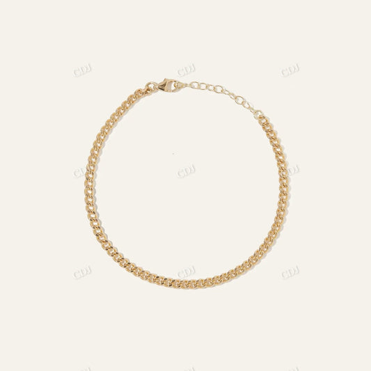 18K Yellow Gold Curb Chain Bracelet hip hop jewelry customdiamjewel