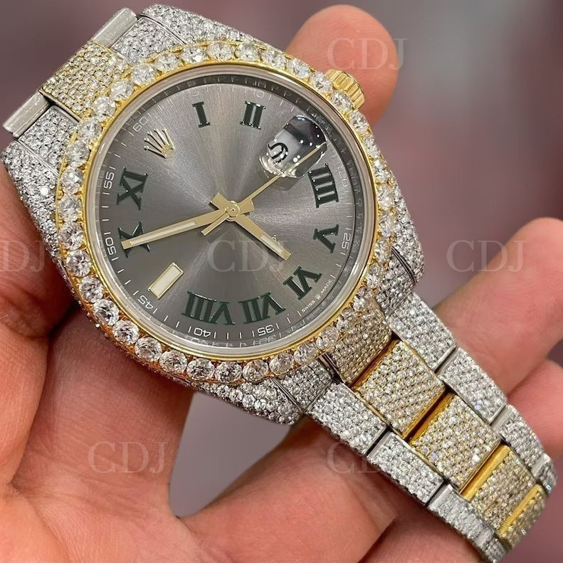 Rolex VVS Moissanite Two Tone Men's Dial Diamond Hip Hop Watches 23 To 26CTW (Approx)  customdiamjewel   