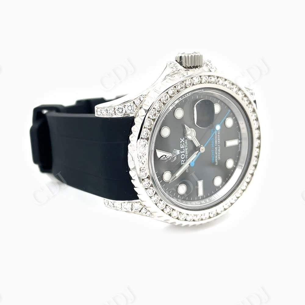 Black Strap Custom Diamond Rolex Watch  customdiamjewel   