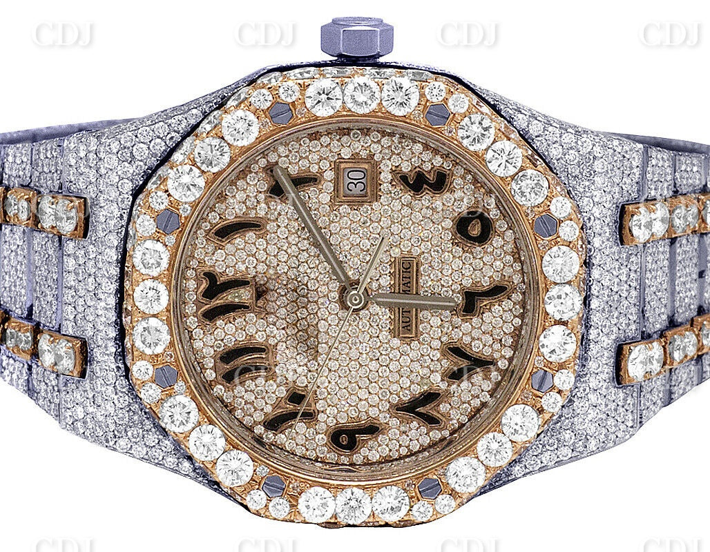 VVS Moissanite Diamond Watch AP Royal Oak Stainless Steel Gold Plated Watch 36.85 CTW (Approx)  customdiamjewel   