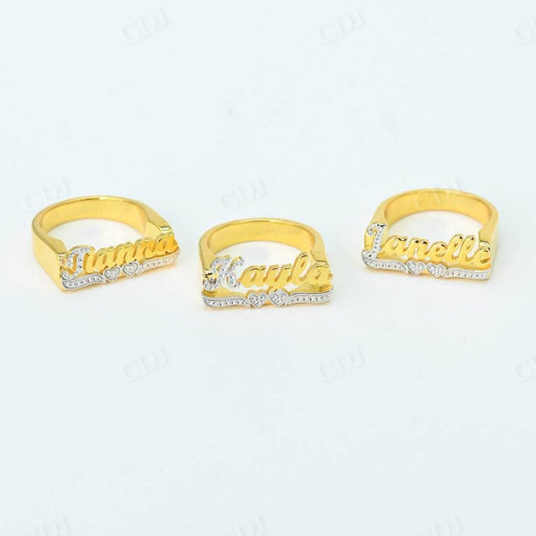 Classic Script Name Two Tone Diamond Hip Hop Ring  customdiamjewel   