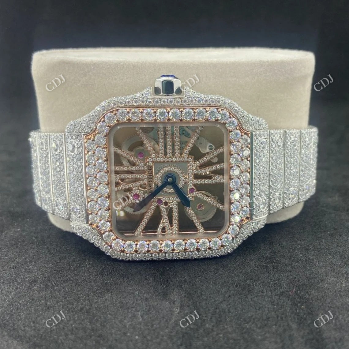 Two Tone Cartier Skelton Ice Out Diamond Watch  customdiamjewel   