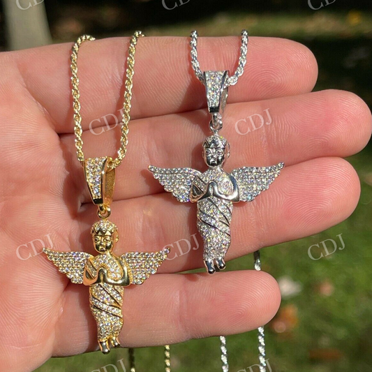 Iced HipHop Praying Angel Diamond Pendant  customdiamjewel   