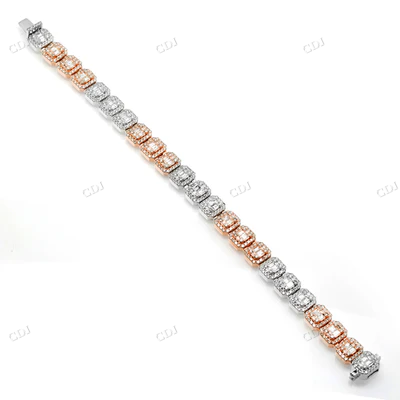 Two Tone Baguette Diamond Gold Bracelet hip hop jewelry CustomDiamJewel