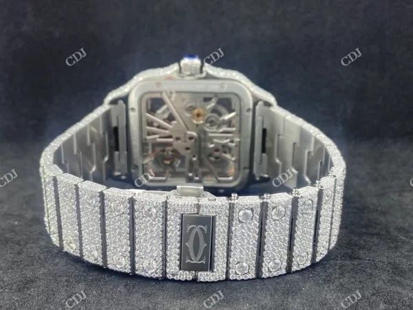 Two Tone Cartier Skelton Ice Out Diamond Watch  customdiamjewel   