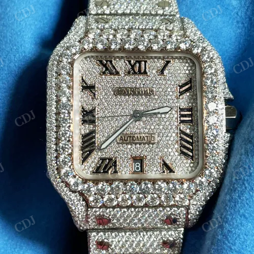 Luxury Design Natural Diamond Studded Iced Out Watch Hip Hop Watch Fashionable Men's Certified Custom Wrist Watch  customdiamjewel   