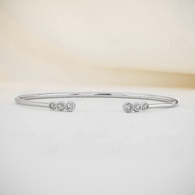 0.30CTW Open Cuff Bezel Set Lab Grown Diamond Bracelet  customdiamjewel 10KT Solid Gold White Gold VVS-EF