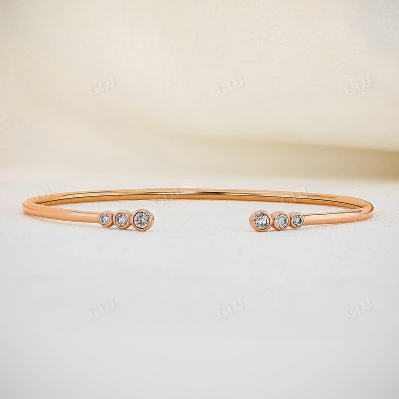 0.30CTW Open Cuff Bezel Set Lab Grown Diamond Bracelet  customdiamjewel 10KT Solid Gold Rose Gold VVS-EF