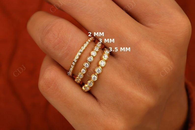 Round Cut Lab Grown Diamond Full Eternity Bezel Set Yellow Gold Wedding Band  customdiamjewel   