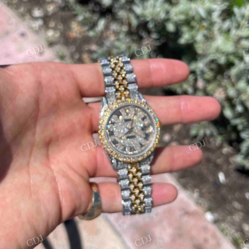 Bust Down Moissanite Two Ton Roman Dial Rolex Watch  customdiamjewel   