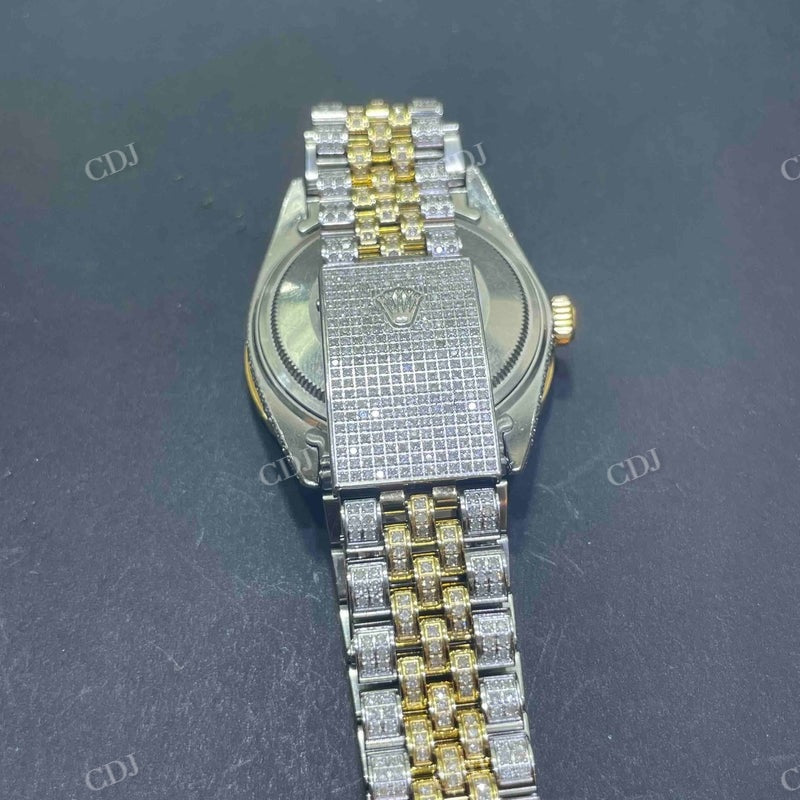 Bust Down Moissanite Two Ton Roman Dial Rolex Watch  customdiamjewel   