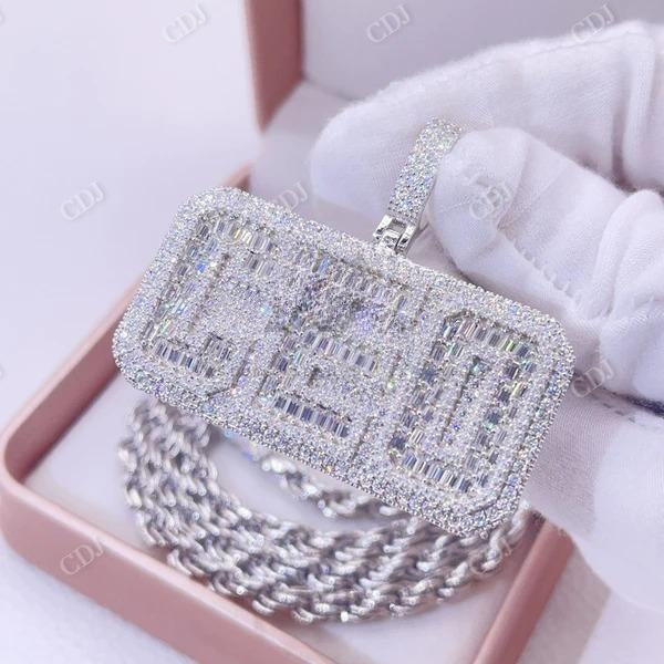 Baguette CEO Iced Out Custom Name Diamond Pendant  customdiamjewel   