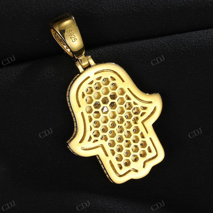 Iced Out Diamond Moissanite Hamsa Hand Pendant hip hop jewelry CustomDiamJewel