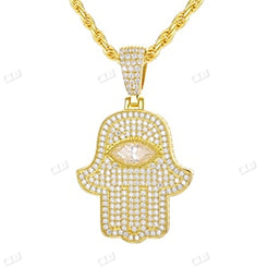 Iced Out Diamond Moissanite Hamsa Hand Pendant hip hop jewelry CustomDiamJewel