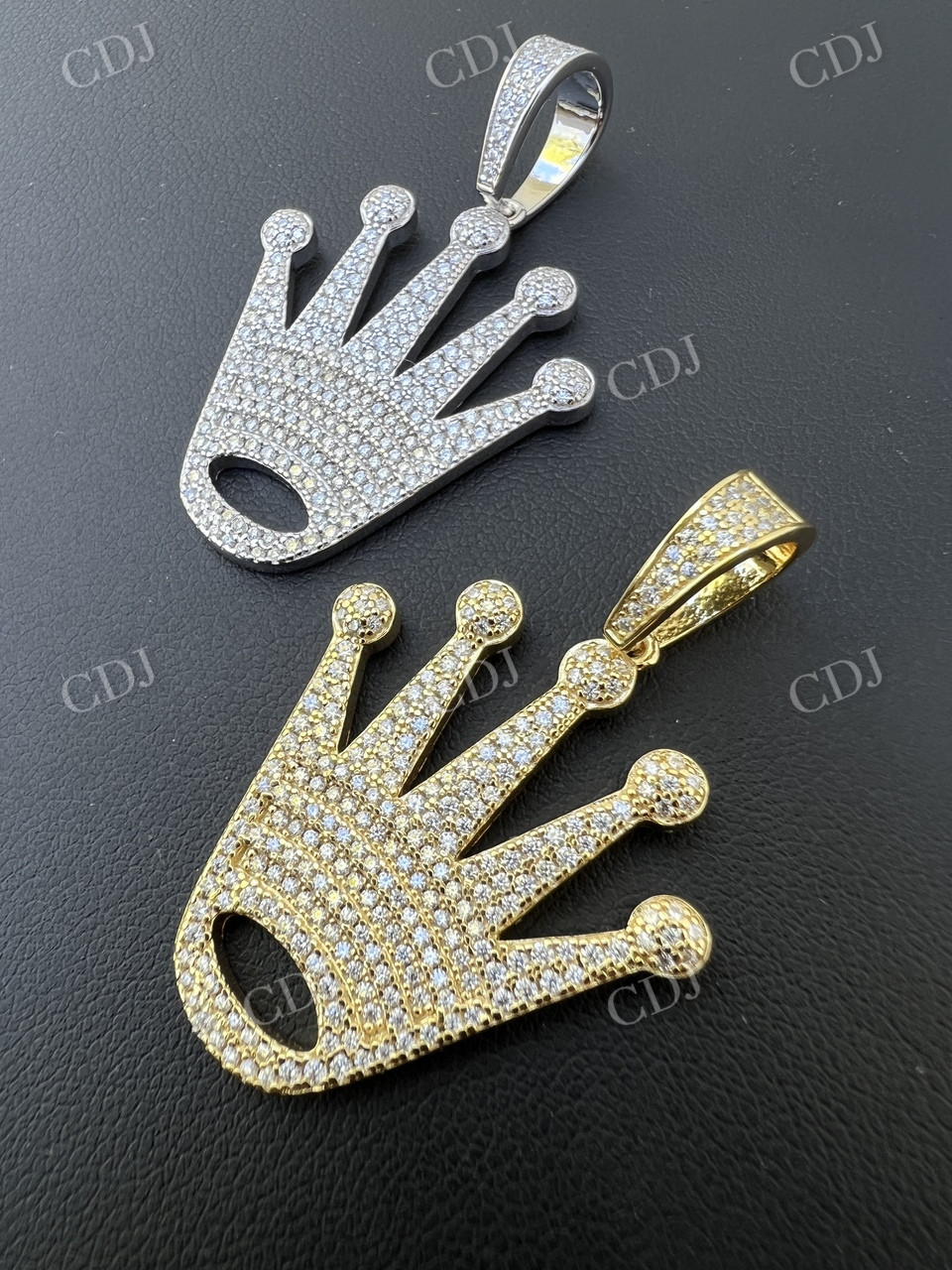 Round Diamond Solid Gold Crown Hiphop Pendant  customdiamjewel   