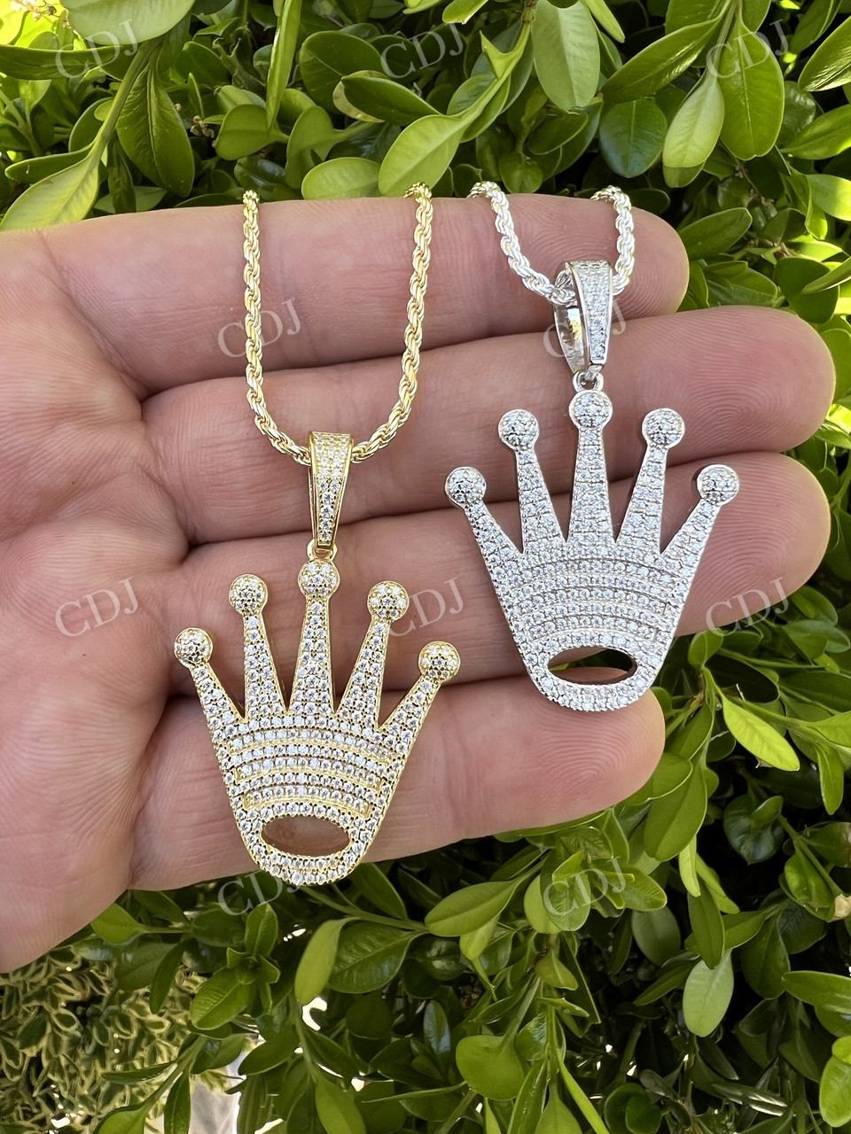 Round Diamond Solid Gold Crown Hiphop Pendant  customdiamjewel   