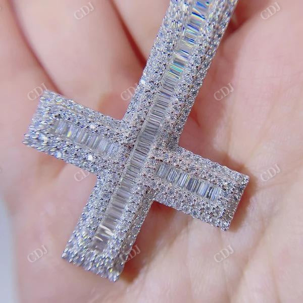 Baguette Cut Diamond Cross Charm Pendant  customdiamjewel   