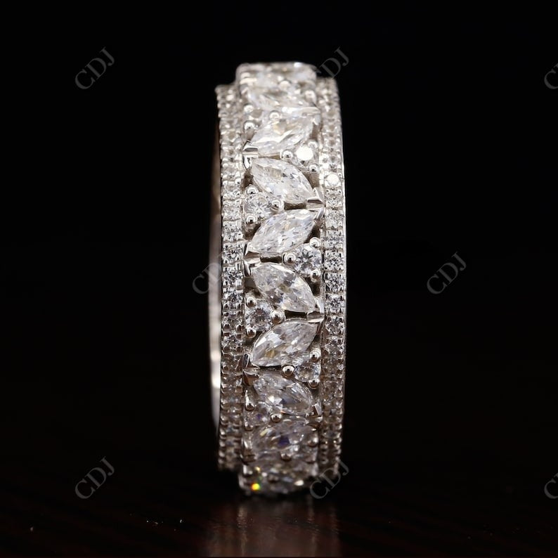 1.04CT Marquise And Round Natural Diamond Wedding Band  customdiamjewel   