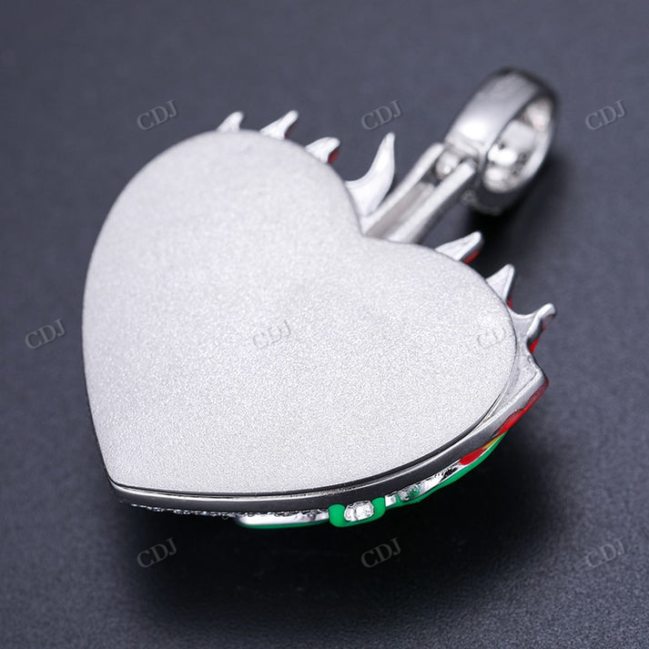 Helloice Iced Flame Skull Luminous Heart Pendant hip hop jewelry CustomDiamJewel