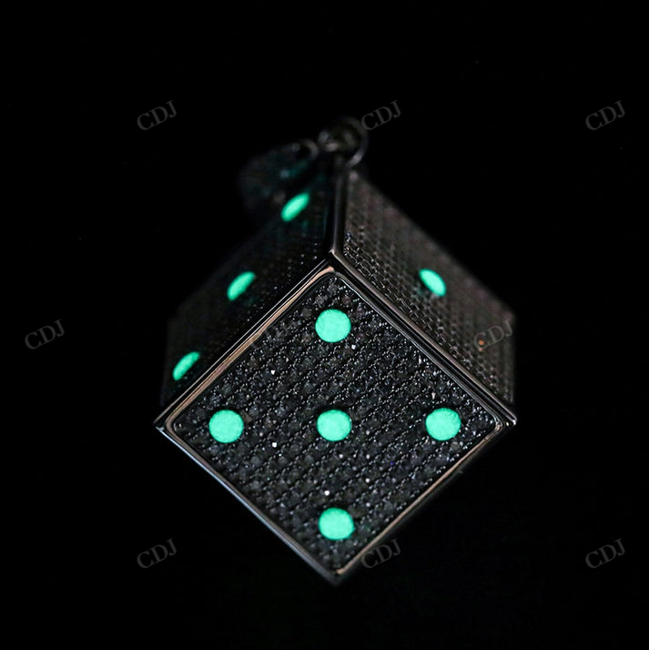 Sterling Silver Glowing Dice Game Moissanite Hip Hop Pendant hip hop jewelry CustomDiamJewel