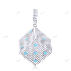 Sterling Silver Glowing Dice Game Moissanite Hip Hop Pendant hip hop jewelry CustomDiamJewel