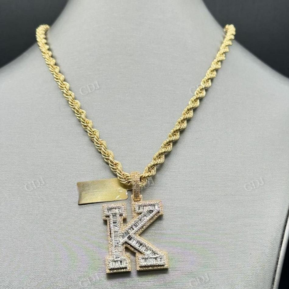 10K Yellow Gold Baguette Diamond Custom K Pendant hip hop jewelry customdiamjewel   