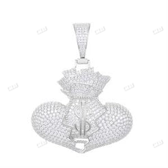 S925 Moissanite Broken Heart Money Bag Pendant hip hop jewelry CustomDiamJewel