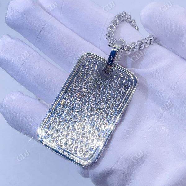 Hip Hop Iced Out Baguette Cut Diamond Dog Tag Pendant  customdiamjewel   