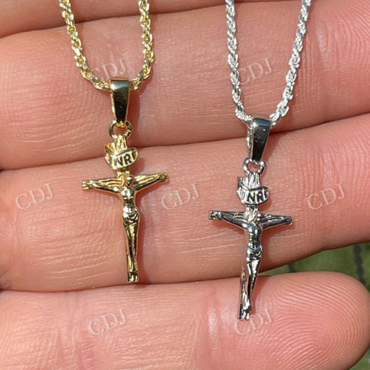 Small Plain Gold Cross Jesus Crucifix Pendant  customdiamjewel   