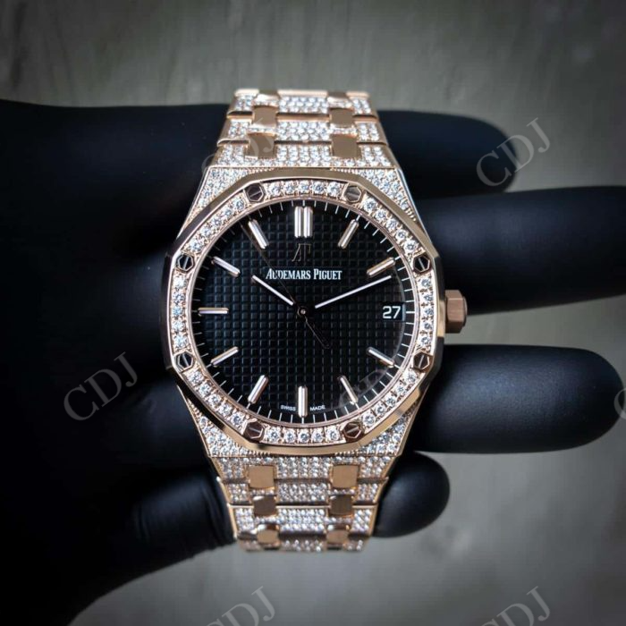 Rose Gold Plated Custom Diamond Audemars Piguet Watch  customdiamjewel   