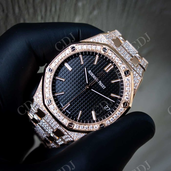 Rose Gold Plated Custom Diamond Audemars Piguet Watch  customdiamjewel   