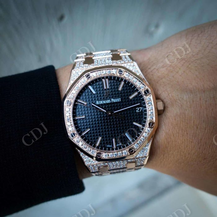 Rose Gold Plated Custom Diamond Audemars Piguet Watch  customdiamjewel   