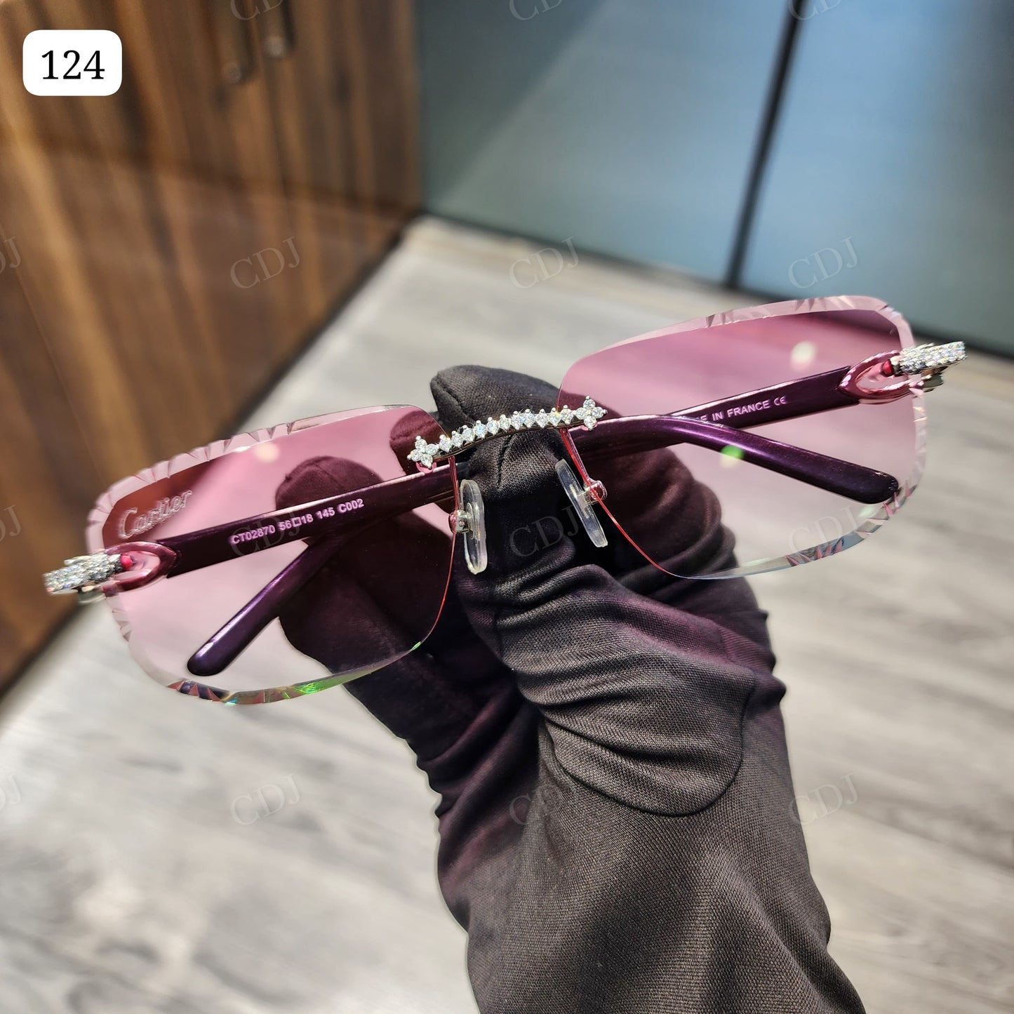 Unisex Eyewear Hip Hop Style Moissanite Sun Glasses With Pink Shine hip hop jewelry CustomDiamJewel