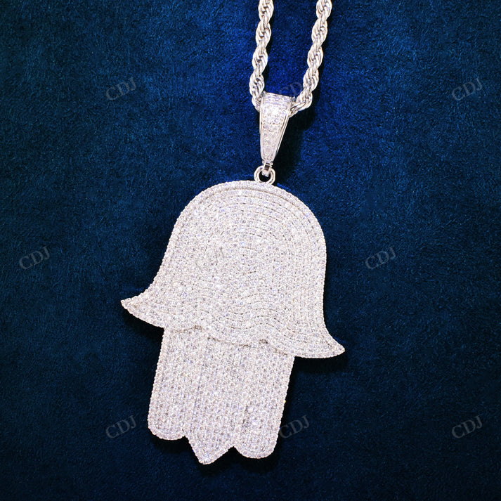 Iced Out Hamasa Hand Moissanite Pendant hip hop jewelry CustomDiamJewel