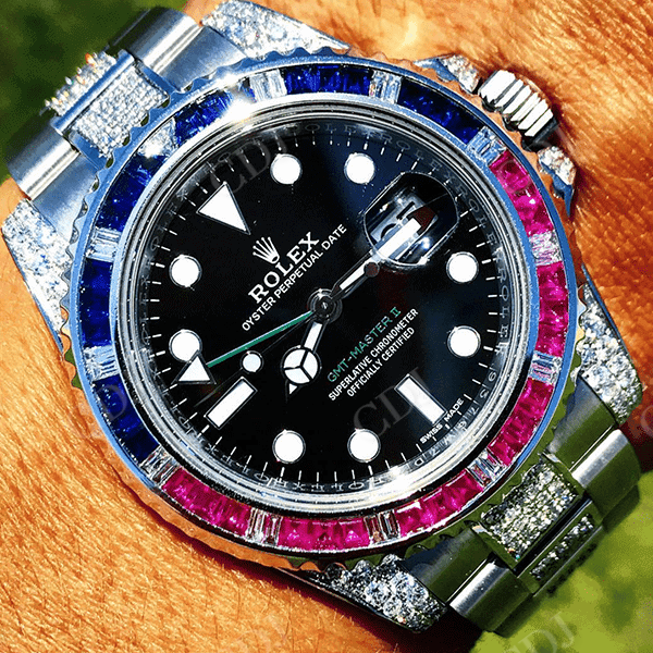 Black Dial Rolex Diamond Custom Watch  customdiamjewel   