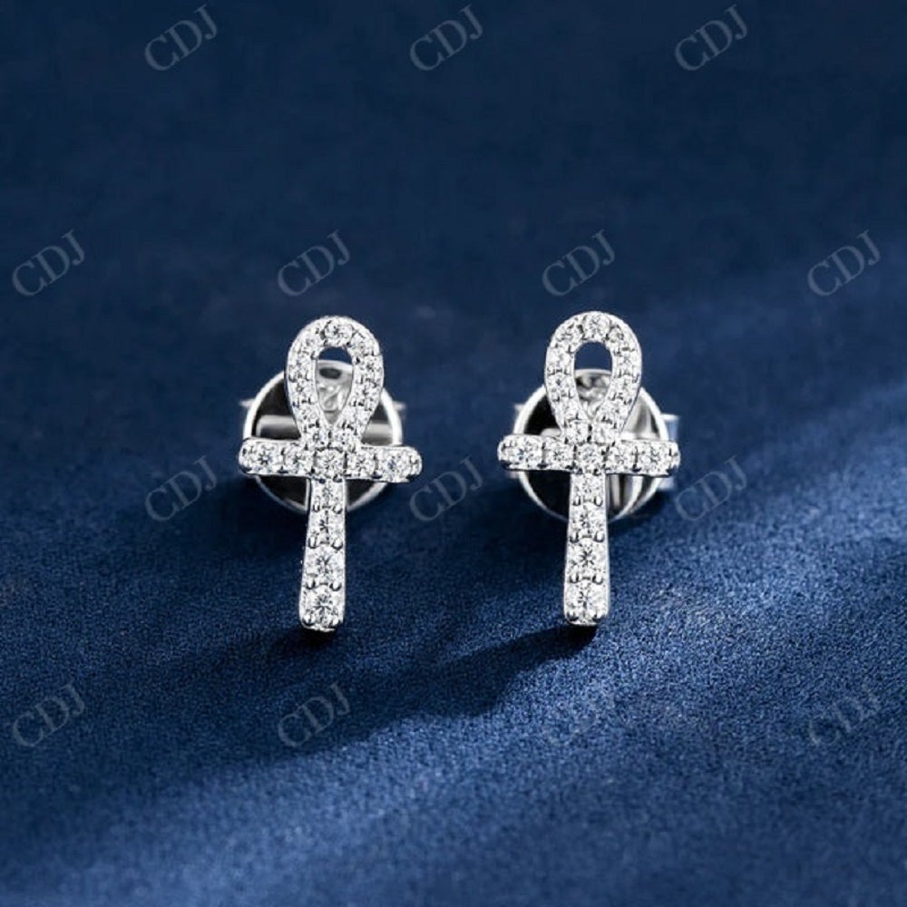 Moissanite Cross Iced Out Stud Earrings  CustomDiamJewel   