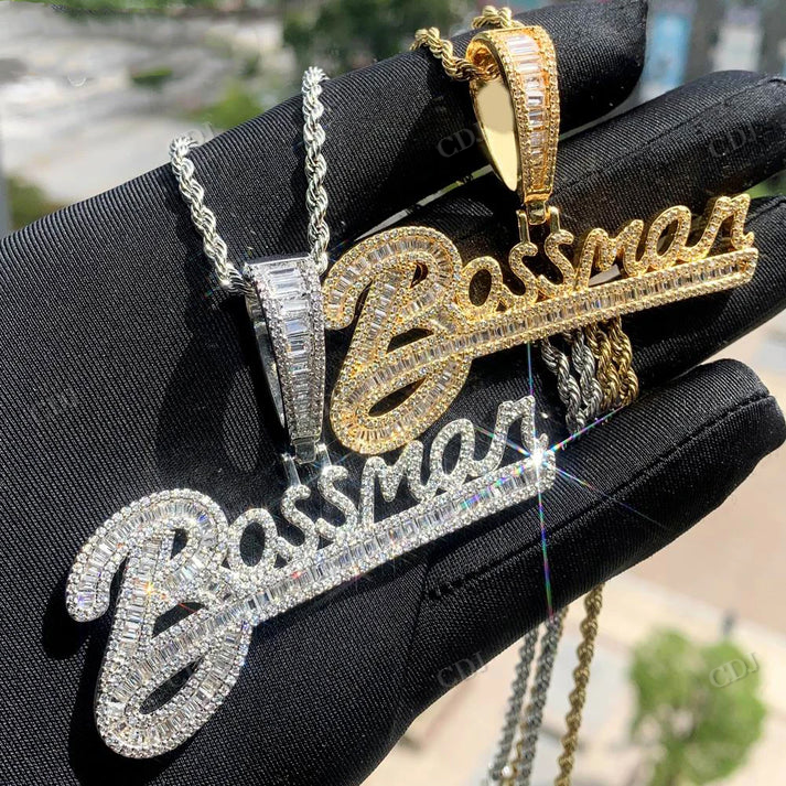 Baguette Hip Hop Bossman Moissanite Pendant hip hop jewelry CustomDiamJewel