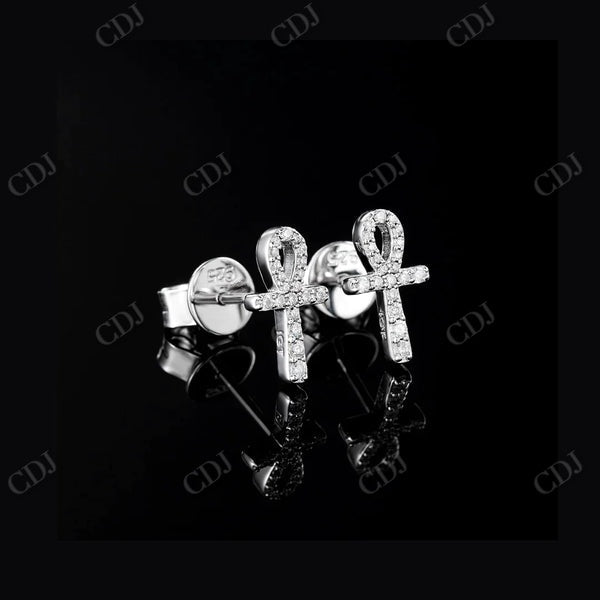 Moissanite Cross Iced Out Stud Earrings  CustomDiamJewel   