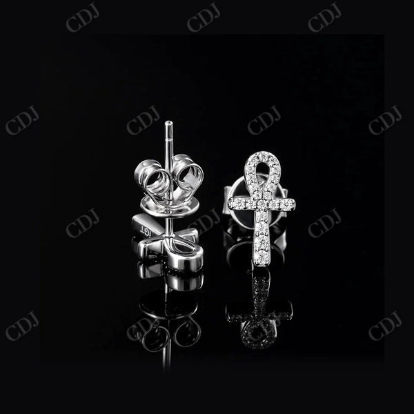 Moissanite Cross Iced Out Stud Earrings  CustomDiamJewel   