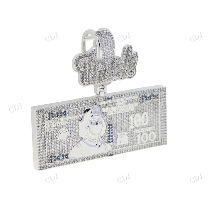 Iced Out Bling Time Is Money Us Dollar Cash 100 Letter Pendant hip hop jewelry CustomDiamJewel