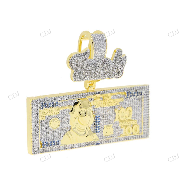 Iced Out Bling Time Is Money Us Dollar Cash 100 Letter Pendant hip hop jewelry CustomDiamJewel