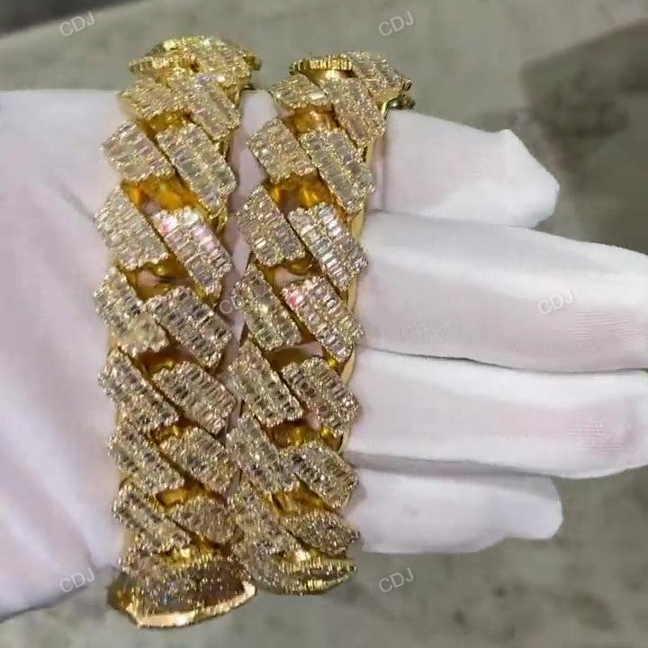 New Style Baguette Diamond Set Cuban Chain hip hop jewelry CustomDiamJewel   