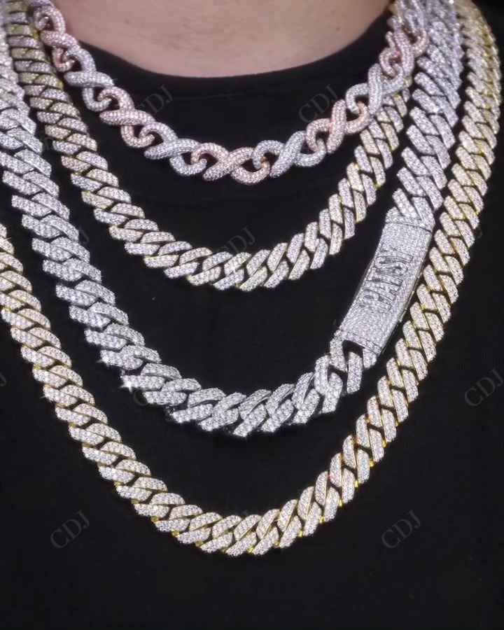 Hip Hop Custom Hook Gold Plated Moissanite Cuban Chain hip hop jewelry CustomDiamJewel   