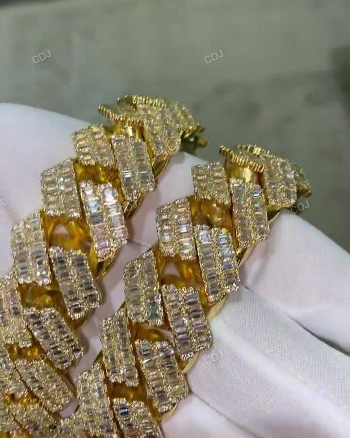 New Style Baguette Diamond Set Cuban Chain hip hop jewelry CustomDiamJewel   