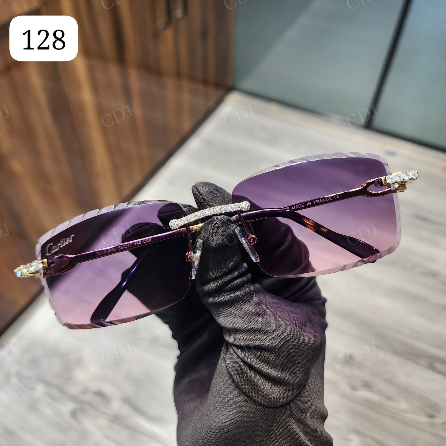 Customized Purple Lenses With Moissanite Studded Sunglasses For Women hip hop jewelry CustomDiamJewel