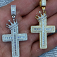 Baguette Diamond Cross W. King Crown Iced Gold Pendant  customdiamjewel   