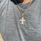 Baguette Diamond Cross W. King Crown Iced Gold Pendant  customdiamjewel   