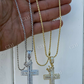 Baguette Diamond Cross W. King Crown Iced Gold Pendant  customdiamjewel   